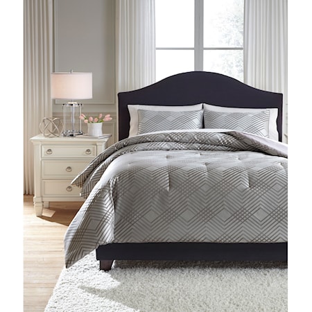 Queen Anjelita Pewter Comforter Set